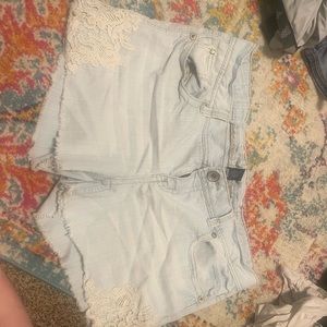 Light wash denim shorts